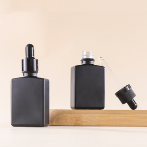 Matzwarte platte serumflesjes van glas 15ml 30ml 50ml 100ml Serumfles met druppelaar 30ml Oliefles met druppelaar Fabrikant groothandel - Product Image 2
