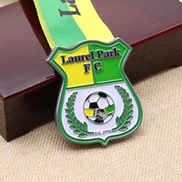 Médaille de football de football en bronze et argent découpé avec ruban au design personnalisé