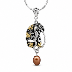 Collar con Colgante de Lagarto y Abeja, Diseño Vintage, Collar de Dos Tonos para Mujer - Product Image 1
