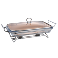 Plats de service rectangulaires en acier inoxydable doré 3L pour buffet, équipement de maintien au chaud pour la restauration en gros