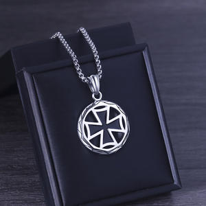 Collar cruzado TG Caballeros Templarios Collar colgante redondo para hombres Cadena de oración de acero inoxidable Longitud 23,6'' - Product Image 3