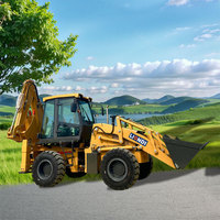 4x4 Baggerlader Frontlader und Bagger-Traktor mit Verschiedenen Anbaugeräten für Kommunaltechnik und Landwirtschaftsbau