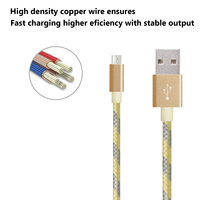 Kabel Pengisian Daya USB Micro Data Sync OEM Berbahan Nilon Kepang untuk Ponsel