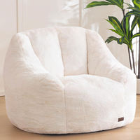 Fauteuil pouf ergonomique pliable moderne en polyester pelucheux beige, idéal pour la photographie, avec mousse de bonne qualité