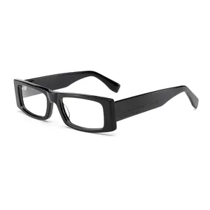 2024 New Fashion Color Acetate Fiber Myopia Glasses Frame Rectangle Thick Acetate Eyeglasses Frames