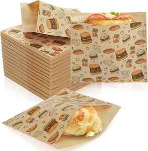 Bolsa de Papel Kraft al por Mayor con Fondo Plano y Acanalado, Forro Encerado Plegable para Pollo Frito, Resistente a la Grasa - Product Image 3