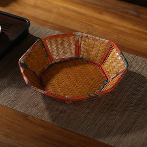 Handmade <b>Bamboo</b> Woven Fruit Plate Polygon Shape Living Room Tableware Food <b>Container</b> Snack Dish Desktop Storage Bowl - Product Image 4