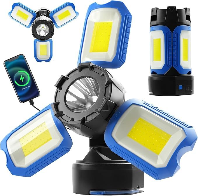COB Work Bright Workshop Lamp with Power Bank5 Light Modes, Construction Spotlightfor GarageWorkshopConstruction SiteCamping