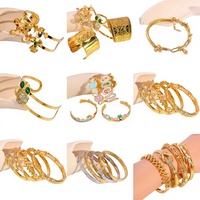 Bracelet tendance en acier inoxydable plaqué or 18 carats pour femme, motif géométrique, spirale ouverte, cercle, bijoux de mode
