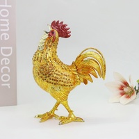 SHINNYGIFTS Cadeau du Nouvel An Figurine de Coq en Métal Peinte Ornement de Bureau Feng Shui