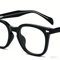 Gafas de Montura Completa Negras Brillantes TR90 de Moda, Estilo Retro Americano, Monturas Ópticas que Adelgazan el Rostro, Diseño Cuadrado Ligero Unisex