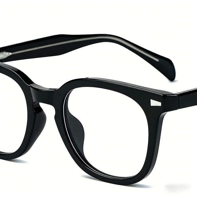 Trendy Thick TR90 Shiny Black Full-Rim Glasses American Retro Face-Slimming Optical Frames Unisex Lightweight Square Design