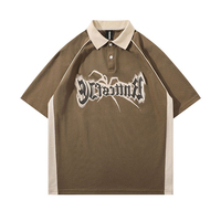 Sudadera americana Calidad de lujo Unisex Color Blocking Chenille Bordado Polo Camiseta para hombres