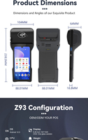 Terminal de paiement Android Z93 Mini avec lecteur de cartes NFC et imprimante – Prise en charge du système de point de vente mobile – Connectivité Bluetooth, USB, Wi-Fi