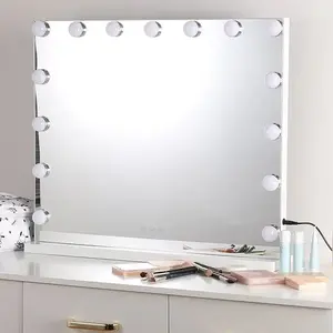 Châu Âu Vanity cô gái Hollywood lớn wize Nhôm Cơ thể LED Vanity có thể sạc lại đứng Wallmount lớn gương trang điểm