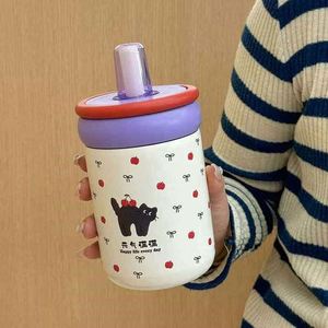 316 Stainless Steel <b>Insulated</b> Water Bottle Pop-Up Lid Portable Thermal Bottle Large Capacity Food Grade Travel <b>Mug</b> - Product Image 4