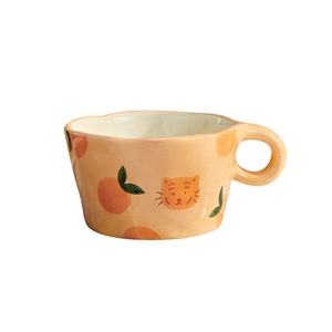 Tazza <span class=keywords><strong>da</strong></span> caffè in ceramica tazza <span class=keywords><strong>da</strong></span> caffè <span class=keywords><strong>da</strong></span> viaggio dipinta a mano Tazas Decor Tiger Strawberry Cute Breakfast Teacup - Product Image 6