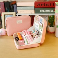 Trousse de Papeterie Grande Capacité Souple en Toile pour Écolière, Boîte à Crayons Motif Bus