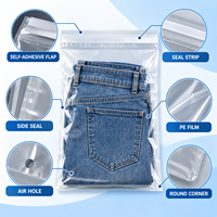 Sacs d'emballage transparents personnalisés en PE autocollants pour vêtements en jean, pour boutiques de détail, e-commerce et vente en gros