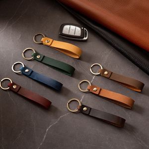Customized Logo Vintage Genuine Leather DIY Keychain Pendant Keyring <b>Car</b> <b>Key</b> <b>Ring</b> Birthday Gift Small Present Leather Keychain - Product Image 1