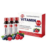Étiquettes privées OEM, vitamine B12 liquide 1000 mcg, flacons oraux, saveur framboise, complément alimentaire pour soutenir l'énergie, lot de 10, 25 ml