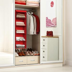 5 <b>Shelf</b> Hanging Closet Organizer Red Fabric Multifunctional Behind Doors On Walls Clothing Storage - Product Image 2