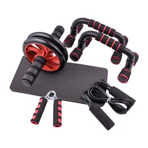 Push Up Bar Chest Expander Hand Grip Knee Mat Abdominal Muscle Trainer 5 In1 Waist Exercise Abdominal Roller Wheel Set