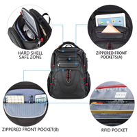 Sac à bandoulière de voyage pour ordinateur portable TSA Friendly avec port de charge USB pour ordinateur étanche