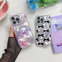Casing HP INS Style Two Side IMD Plating Lens TPU+PC Anti Benturan Motif Kustom Telinga Kucing untuk iPhone 17 16 15 14 13 12 11 Pro Max
