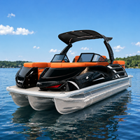 Bateau ponton de luxe S22A de 22 pieds pour la pêche sportive, double pont, pour fêtes en famille, en aluminium, certifié CE, yacht à voile hors-bord