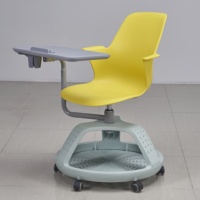 Chaise de formation pivotante multifonctionnelle avec tablette Chaise d'étudiant réglable avec grand porte-livre Formation Mobilier scolaire