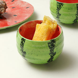 Tazón de Cerámica con Diseño de Sandía, Vajilla Redonda para Niños, Porcelana de Grado Alimenticio, Tazón de Desayuno Infantil con Patrón de Frutas - Product Image 2