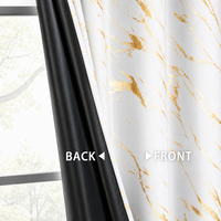 Rideaux occultants prêts à poser en marbre avec impression feuille d'or pour salon, chambre, hôtel – Rideaux à œillets de luxe isolants thermiquement