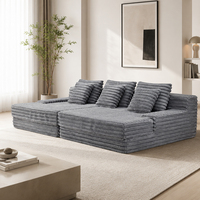 Großhandel Modernes Plüsch-Cord-Samt-Dreisitzer-Modulsofa mit Schlaffunktion für Apartments und Hotel-Wohnzimmer
