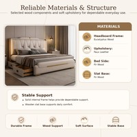 Base de Cama King Moderna con Tapicería de Cuero Sintético Beige para Proyectos de Dormitorios de Hotel
