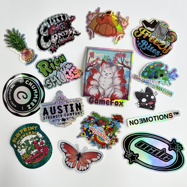 Personalized Glitter UV Proof Holographic Stickers Die Cut Vinyl Outdoor Decorative Hologram Stickers