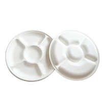 Plateaux à neuf compartiments biodégradables pour emballage alimentaire et plats jetables personnalisés en papier pour le camping (bagasse de canne à sucre)