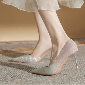 Tacones Altos de Verano, Elegantes y Sensuales, Zapatos de Punta Cerrada para Boda, Diseño Antideslizante para Banquetes - Product Image 5