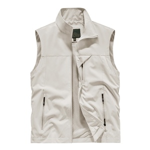 Gilet primaverile nuovo gilet da uomo per il tempo libero gilet tinta unita per il tempo libero giovane di mezza età giacca da pesca Casual da uomo - Product Image 4