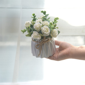 Fleurs artificielles de roses, pot de fleurs artificielles, paysage, salon, salle à manger, plantes en pot simulées, maison, bureau, bureau à domicile - Product Image 3