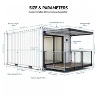 Conteneur de stockage pliable préfabriqué moderne, cabine mobile, ADU, espace de vie compact portable pour jardin, école, centre commercial, supermarché