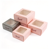 Boîte à dessert élégante avec fenêtre en forme de pétale, design gratuit, production en 72h, laminage mat, boîte cadeau biodégradable de petite taille