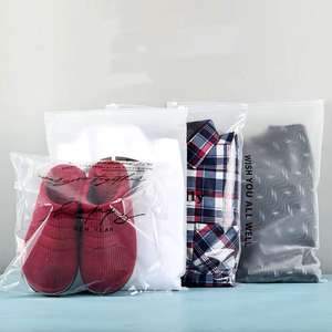 Bolsas transparentes reciclables para ropa, con superficie mate, asa de mano, cremallera esmerilada, de plástico PE, para camisetas, calcetines, zapatos y documentos. - Product Image 1