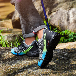 Zapatos de senderismo para hombre, parte superior sintética de verano, forro de malla, suela de goma, entresuela EVA antideslizante, punta redonda, talla 13 - Product Image 3