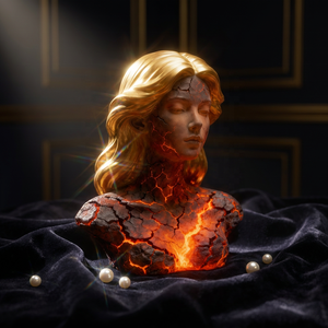 Figura de Resina del Personaje Blazing Maiden de SE7ART, Pintada a Mano con Patrón de Magma, Chica de Llama Roja con Alma Rota, Decoración de Halloween - Product Image 1