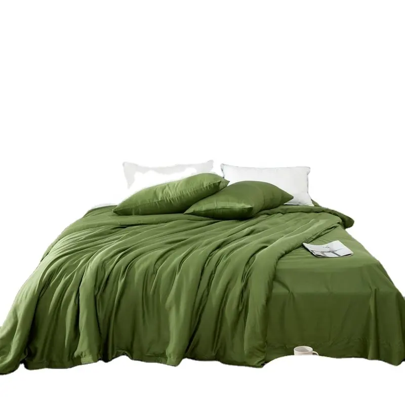 Luxury Home 100% tessuto di bambù ricamo Duvate copripiumino biancheria da letto copripiumino Queen Size Set In modelli verde