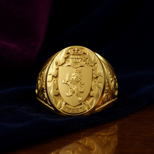Anillo de Sello Clásico para Hombre, Chapado en Oro, con Escudo y Emblema de León, H197, Joyería de Oro Amarillo para Uso Diario - Product Image 2