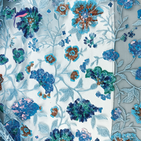 Tissu en maille hexagonale métallique respirant 100% nylon, haute qualité, luxe, haute couture, mode de mariage, paillettes florales colorées