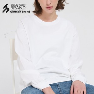 T-shirt a maniche lunghe pesante 260G, raffinata, vestibilità ampia, in cotone pettinato, girocollo, da uomo e da donna, tinta unita, traspirante, modello BYB0032 - Product Image 2