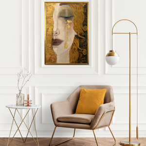 Dipinto a Olio Stile <span class=keywords><strong>Gustav</strong></span> <span class=keywords><strong>Klimt</strong></span> 'Gocce d'Oro', <span class=keywords><strong>Arte</strong></span> Astratta su Tela con Foglia d'Oro, <span class=keywords><strong>Arte</strong></span> Murale Emozionale - Product Image 4